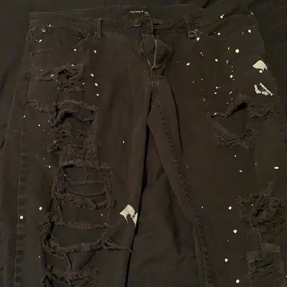 Mens black ripped jeans. Size 34 skinny fit